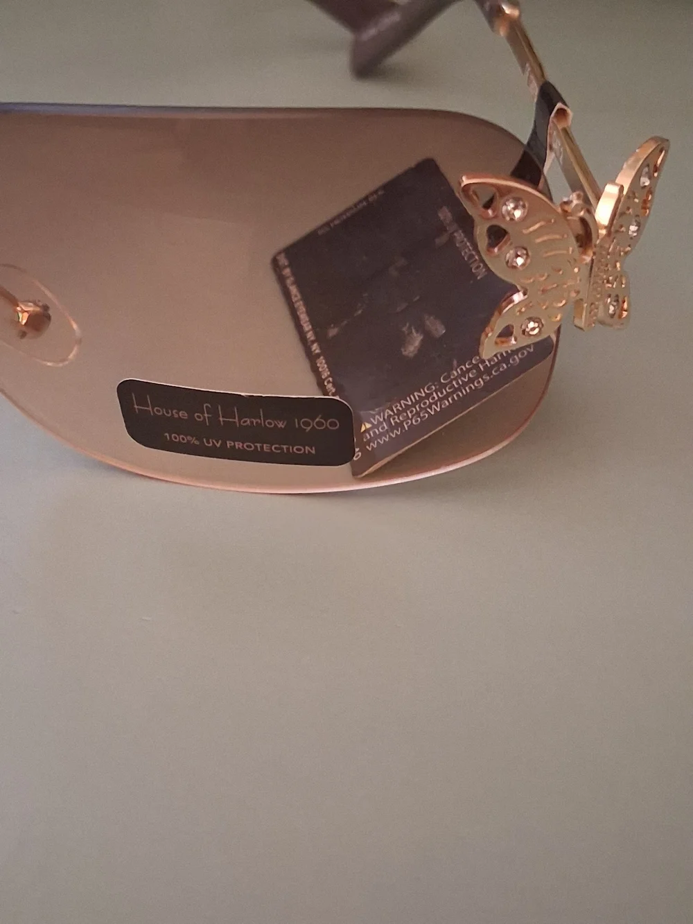 House Of Harlow 1960 Gold Butterfly Accent Sunglasses - Rimless NWT I’ll